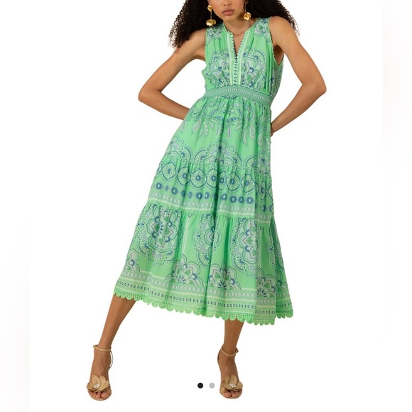 Hale Bob Dresses & Skirts - Hale Bob Liv Voile Midi Dress Green Sleeveless Paisley size Large